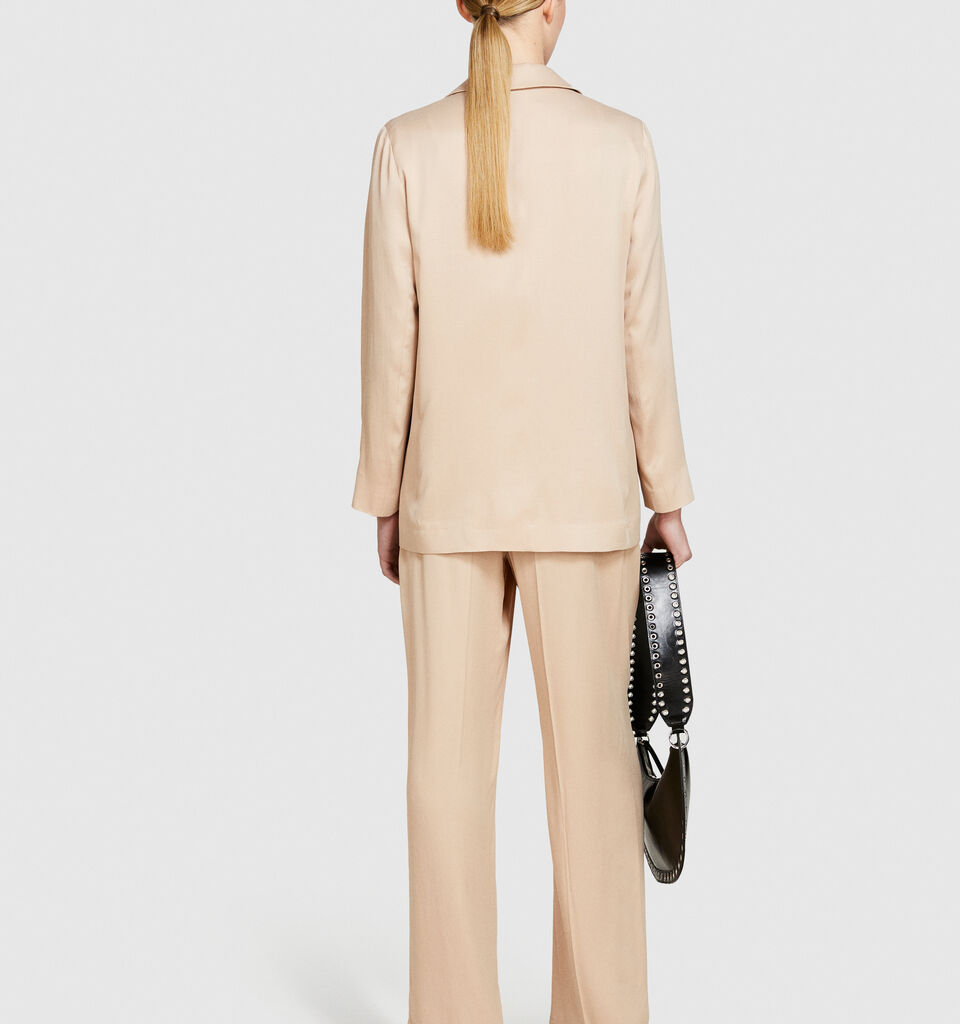 Single-breasted satin blazer - women's blazers - Nude | Sisley image number 3